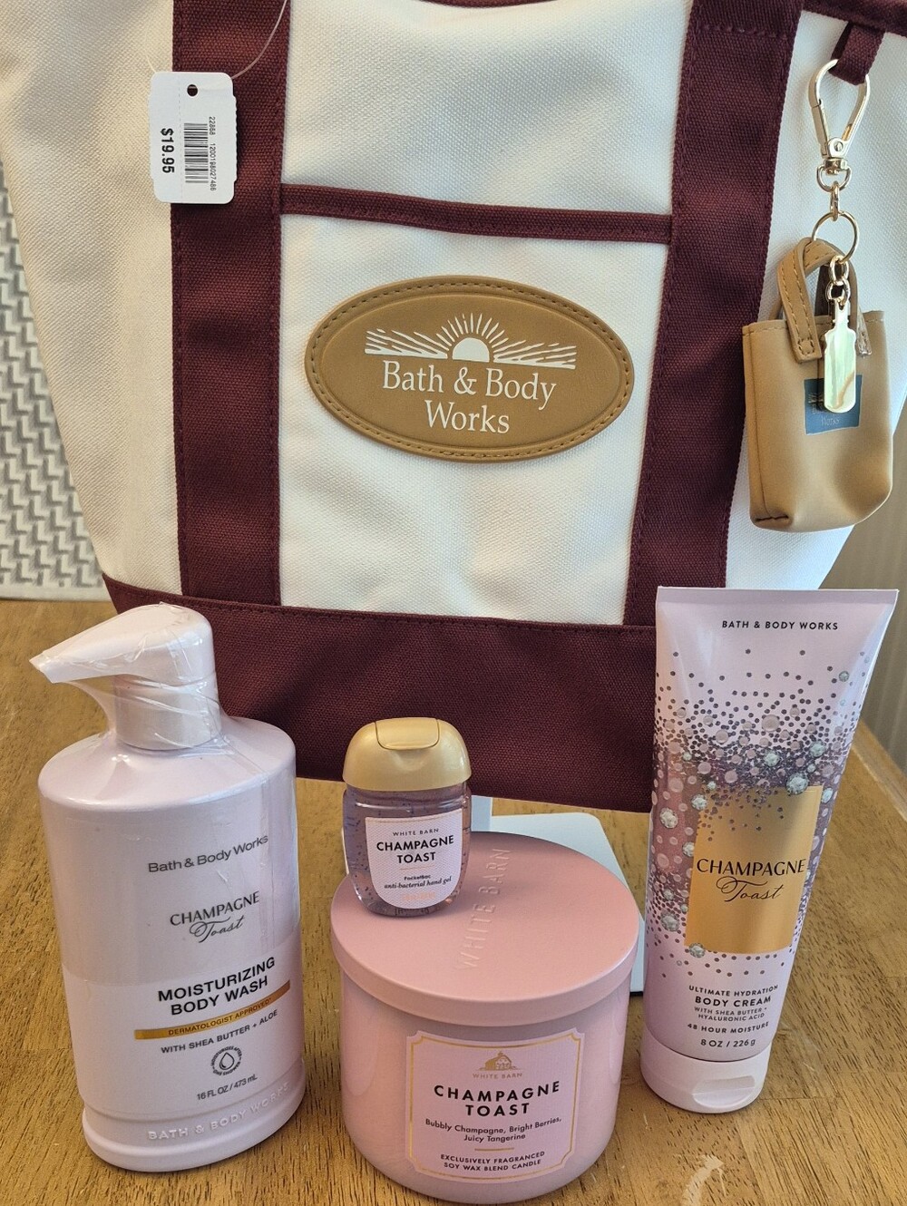Bath & Body Works Champagne Toast Gift SET - Body Wash Candle Body Cream Tote - Picture 2 of 9